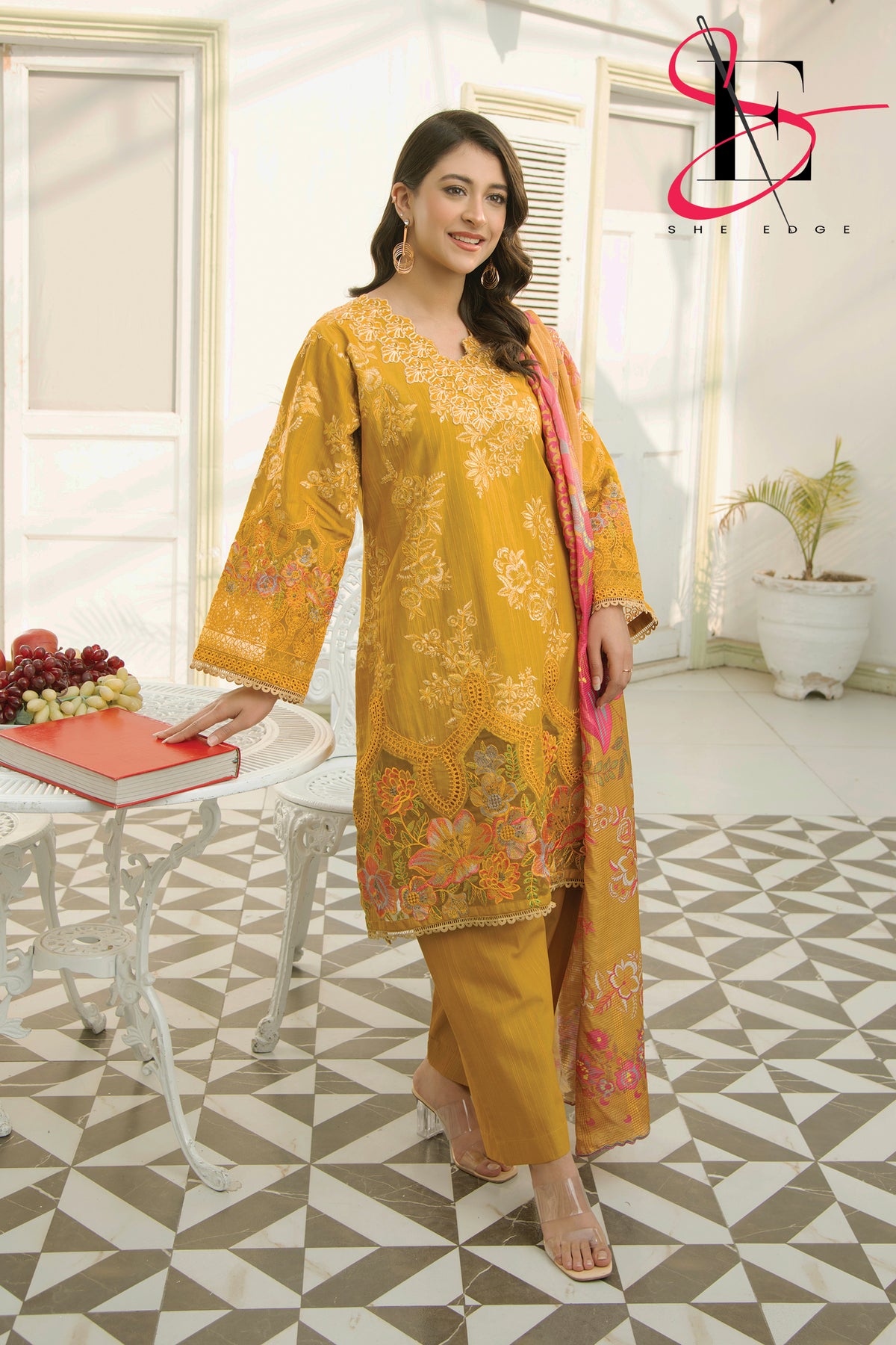 Three Piece Embroidered Suit - Summers 2024