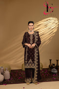 3PC Festive Micro Velvet Dress Embroidered - Winters 2025