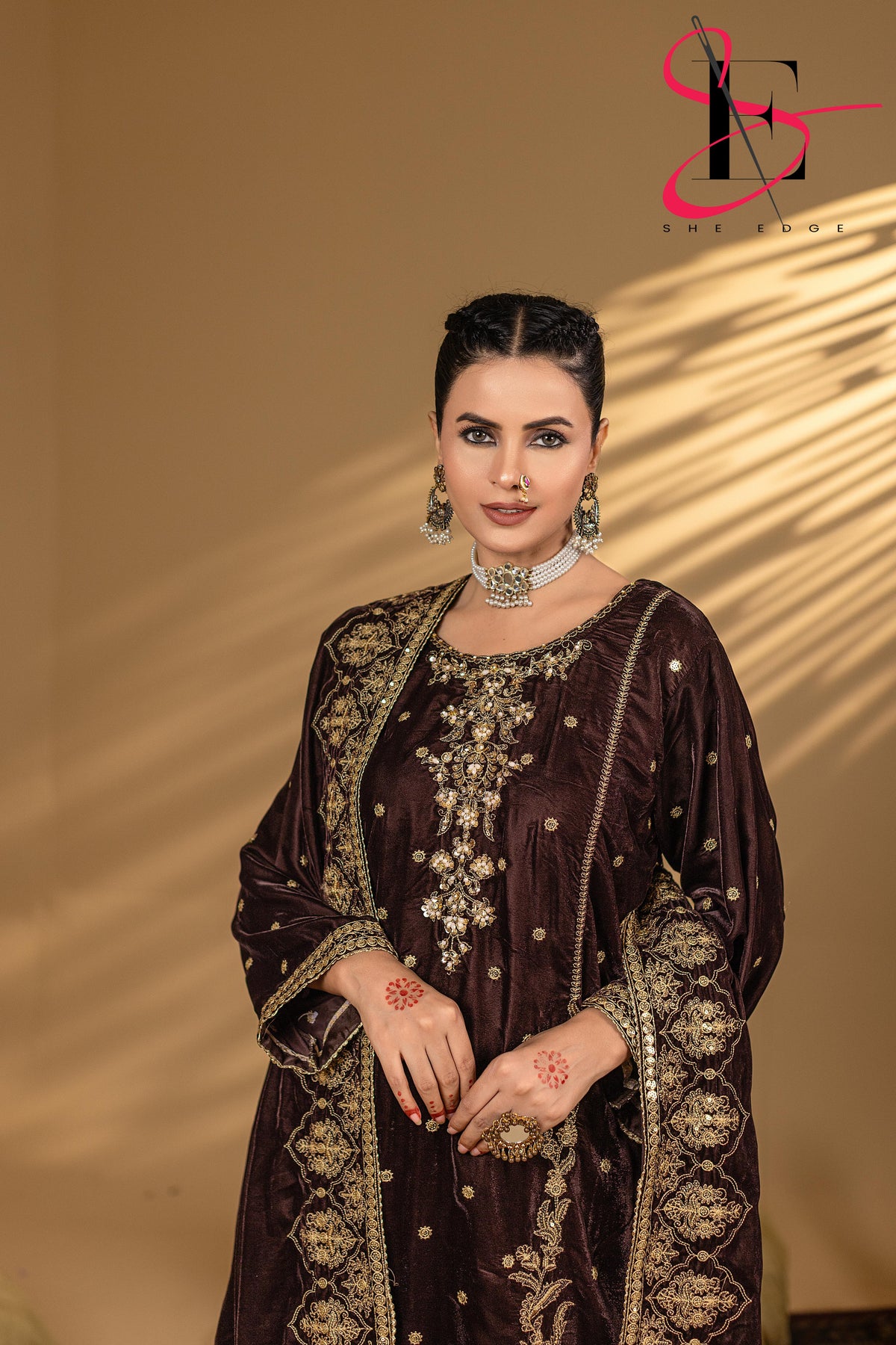 3PC Festive Micro Velvet Dress Embroidered - Winters 2025