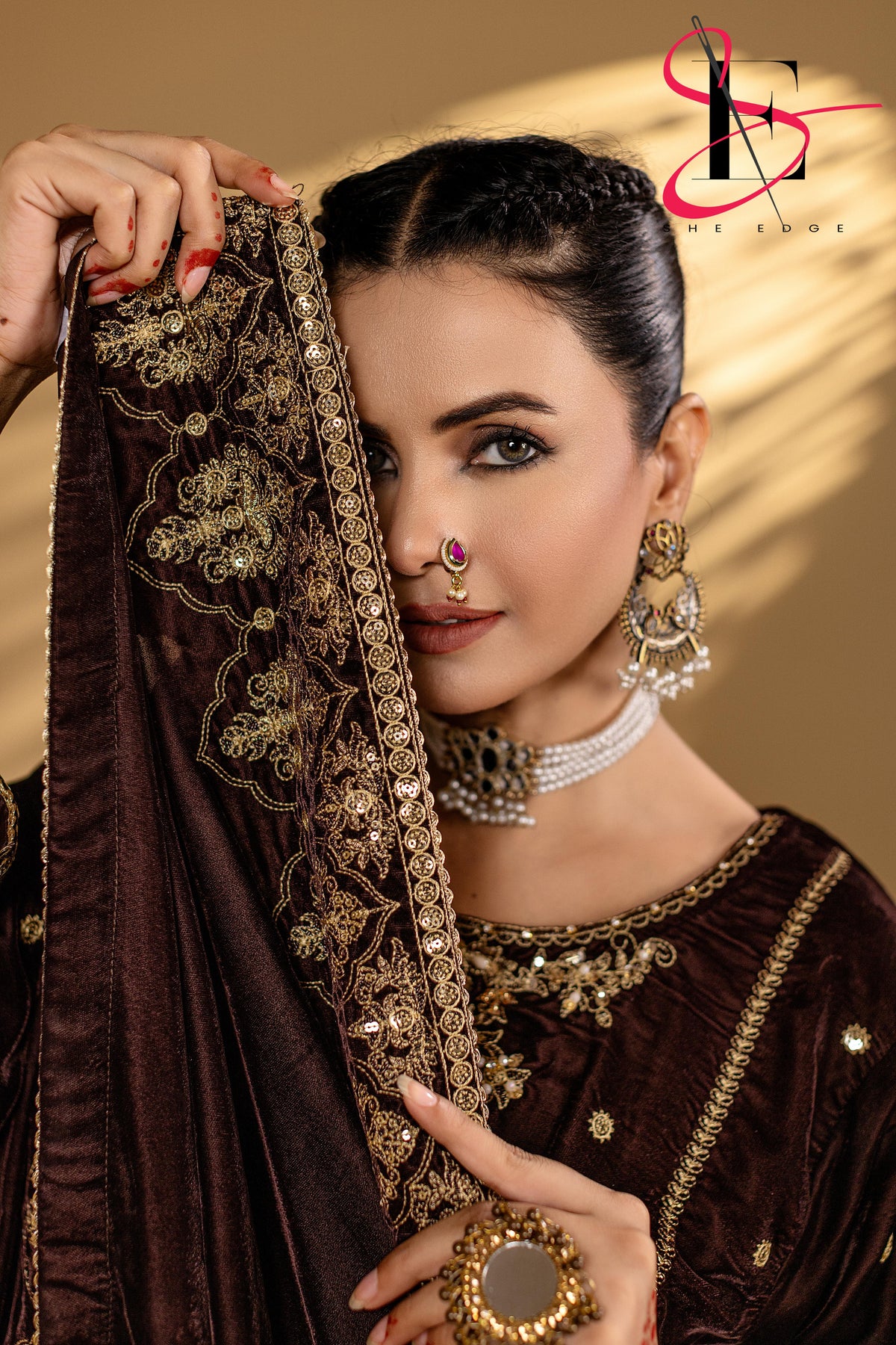 3PC Festive Micro Velvet Dress Embroidered - Winters 2025