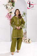 Two Piece Stitched Embroidered Casual Suit with FARSHI SHALWAR - Summers 2025