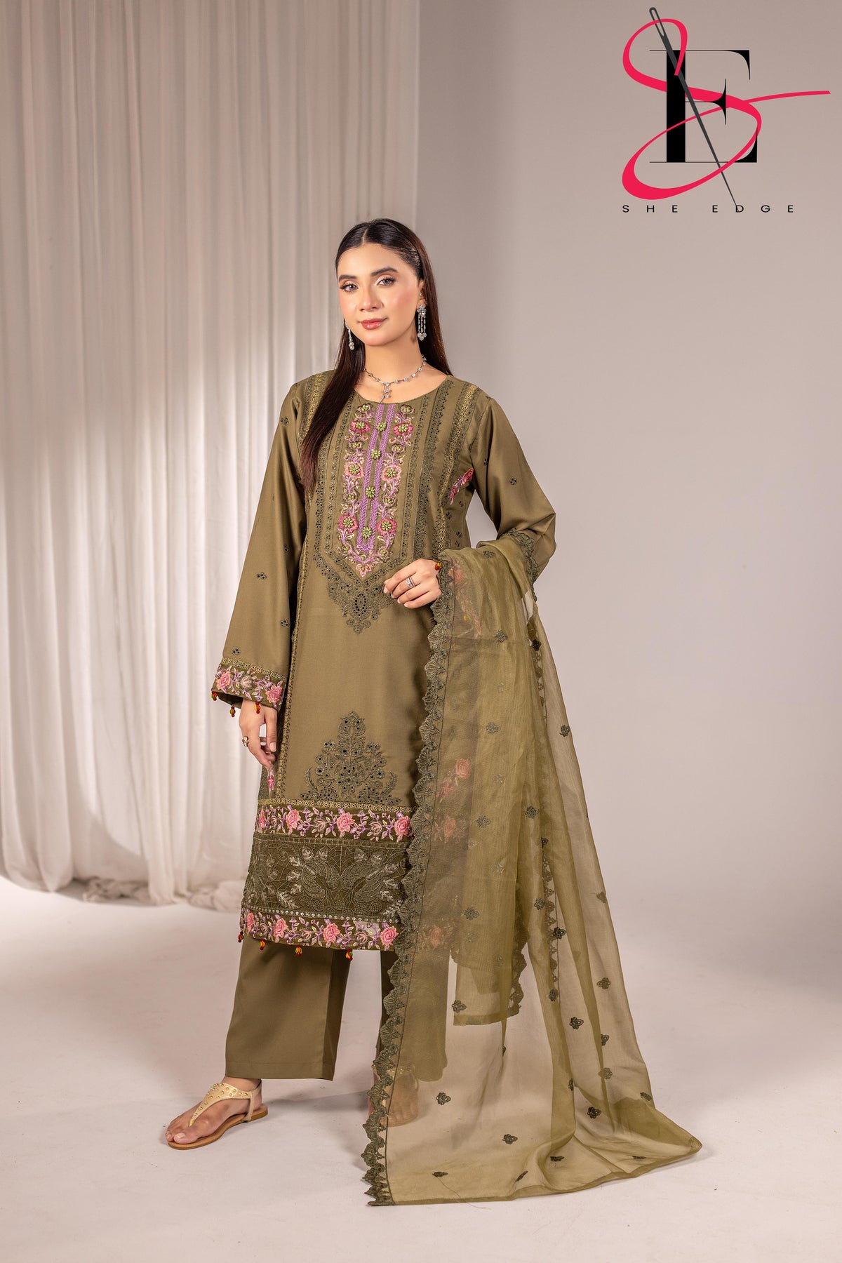 Three Piece Stitched Embroidered Suit - Winters 2025