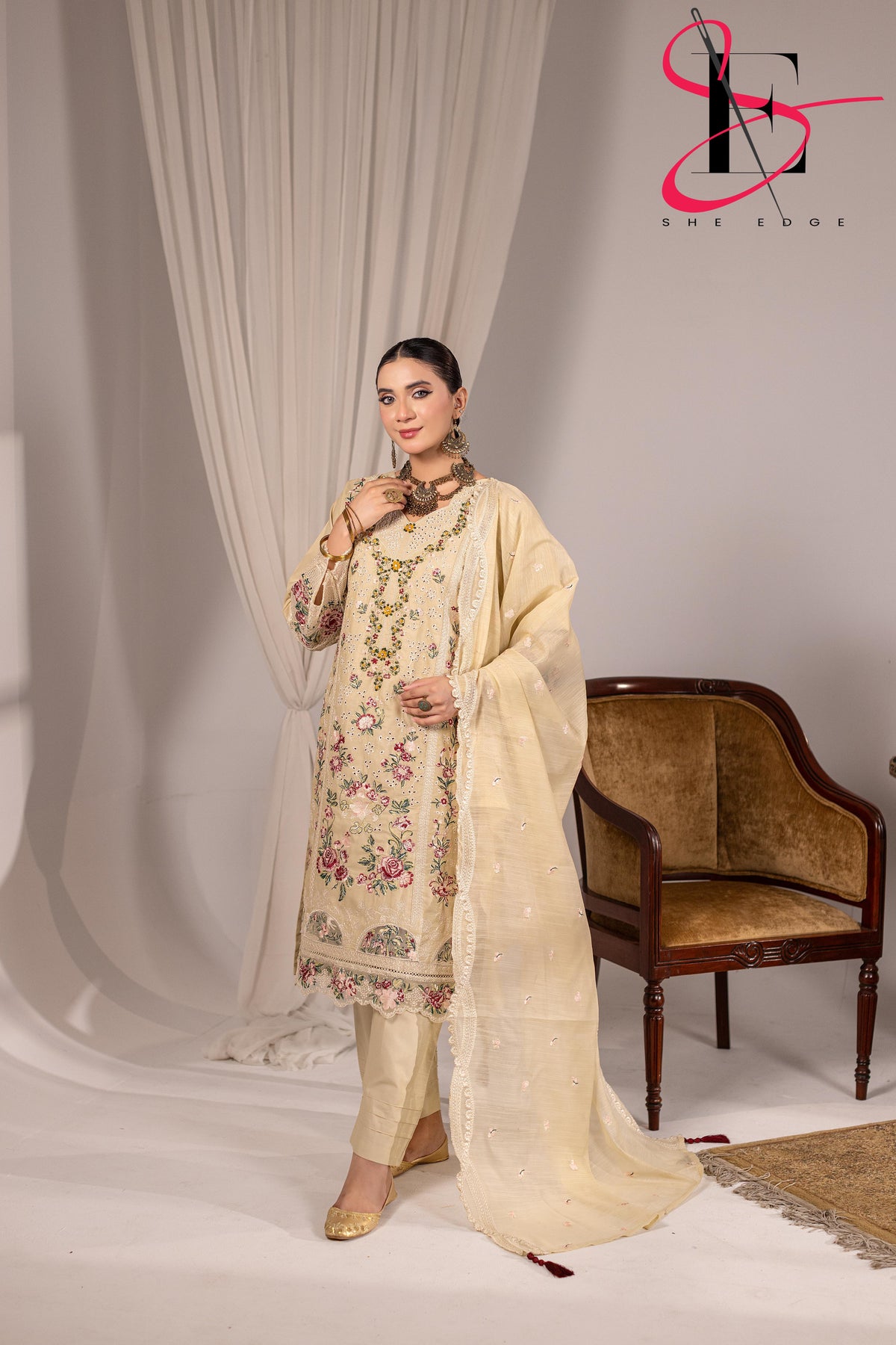 Three Piece Stitched Embroidered Suit - Winters 2025