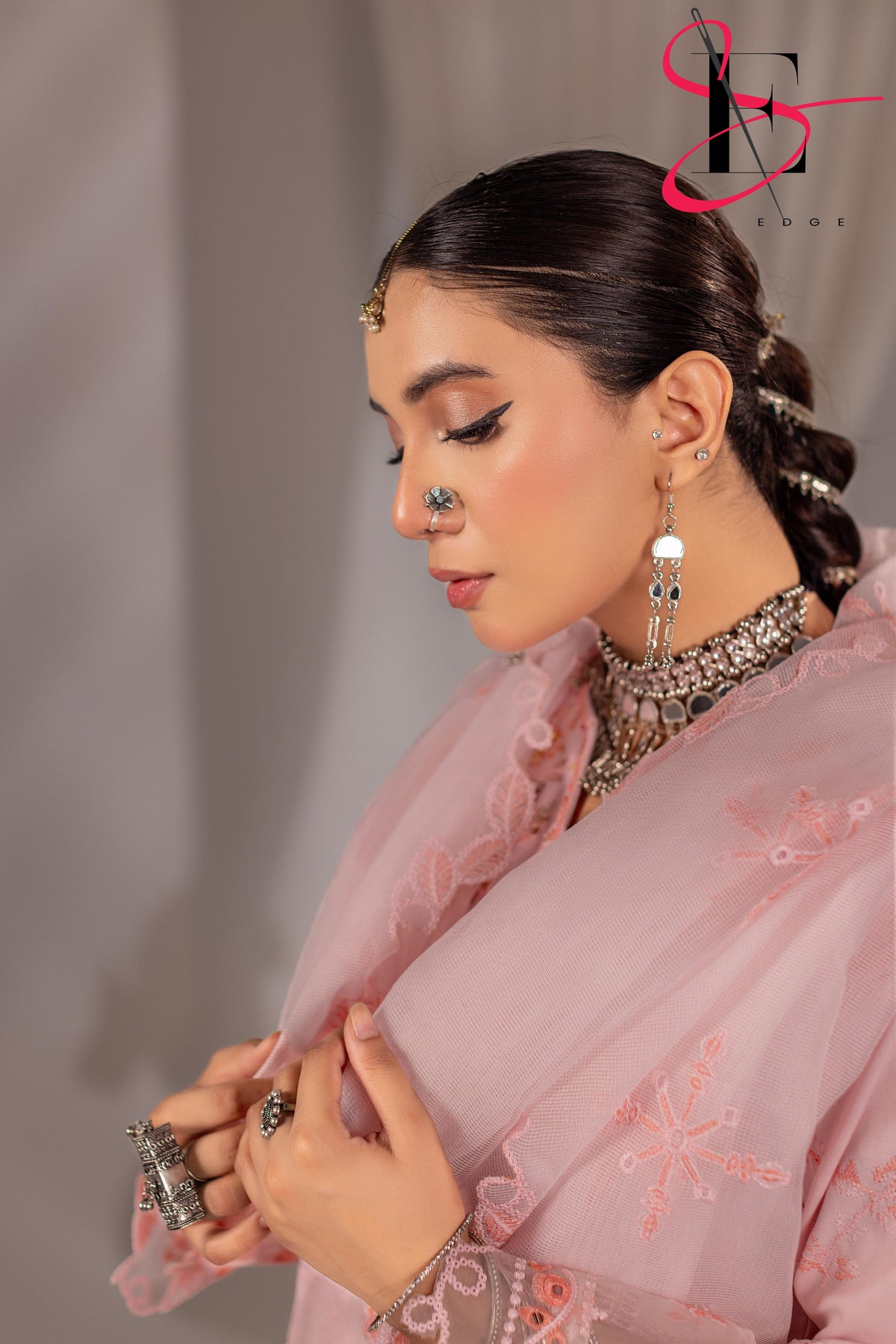 Three Piece Stitched Embroidered Suit PINK - Winters 2025