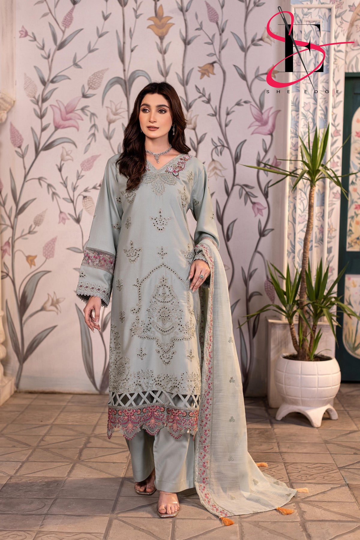 Three Piece Stitched Embroidered Suit - Winters 2025 (Copy) (Copy)