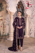 3PC Festive Micro Velvet Dress Embroidered - Winters 2025