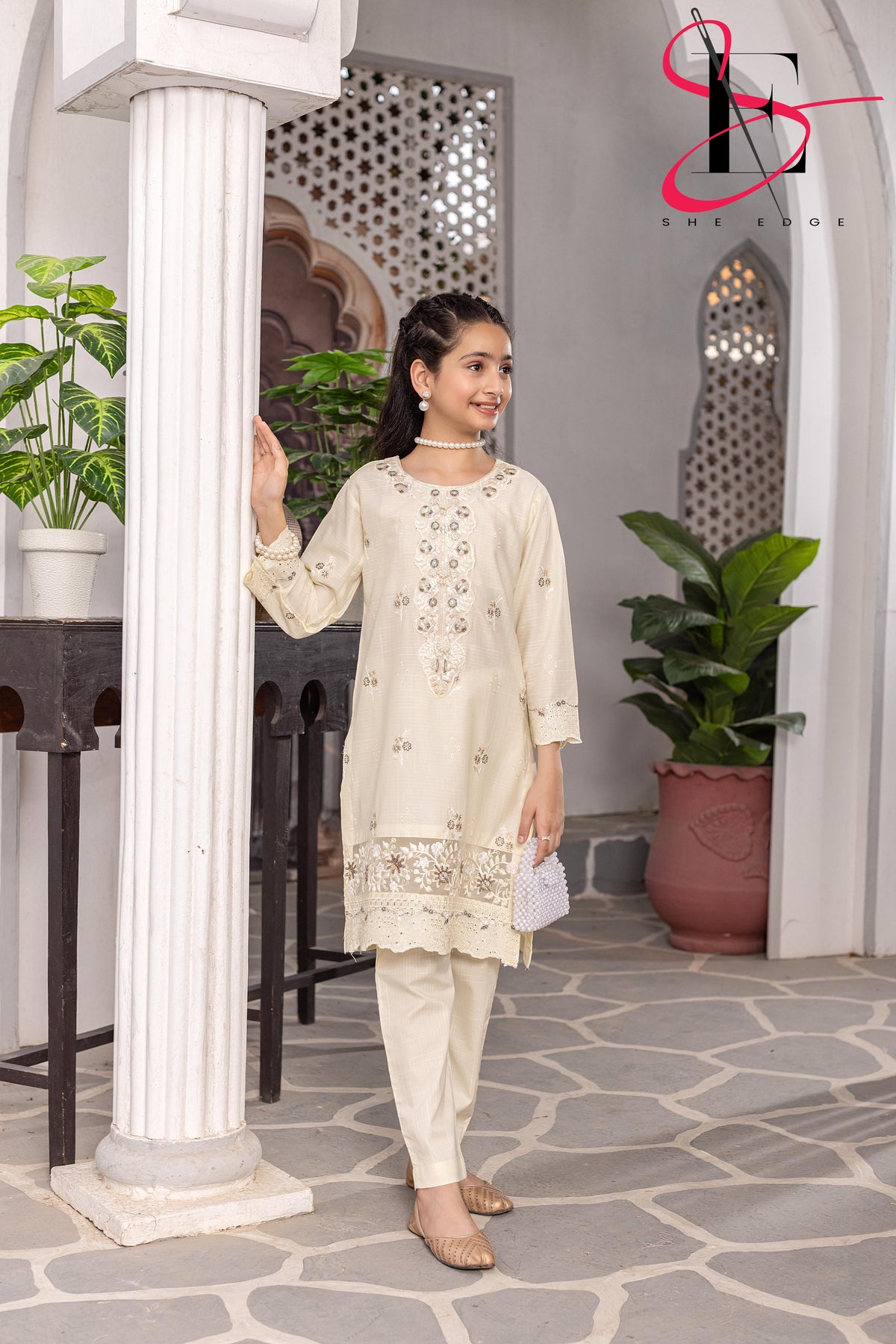 Two Piece kids Stitched Embroidered Suit - Summers 2025