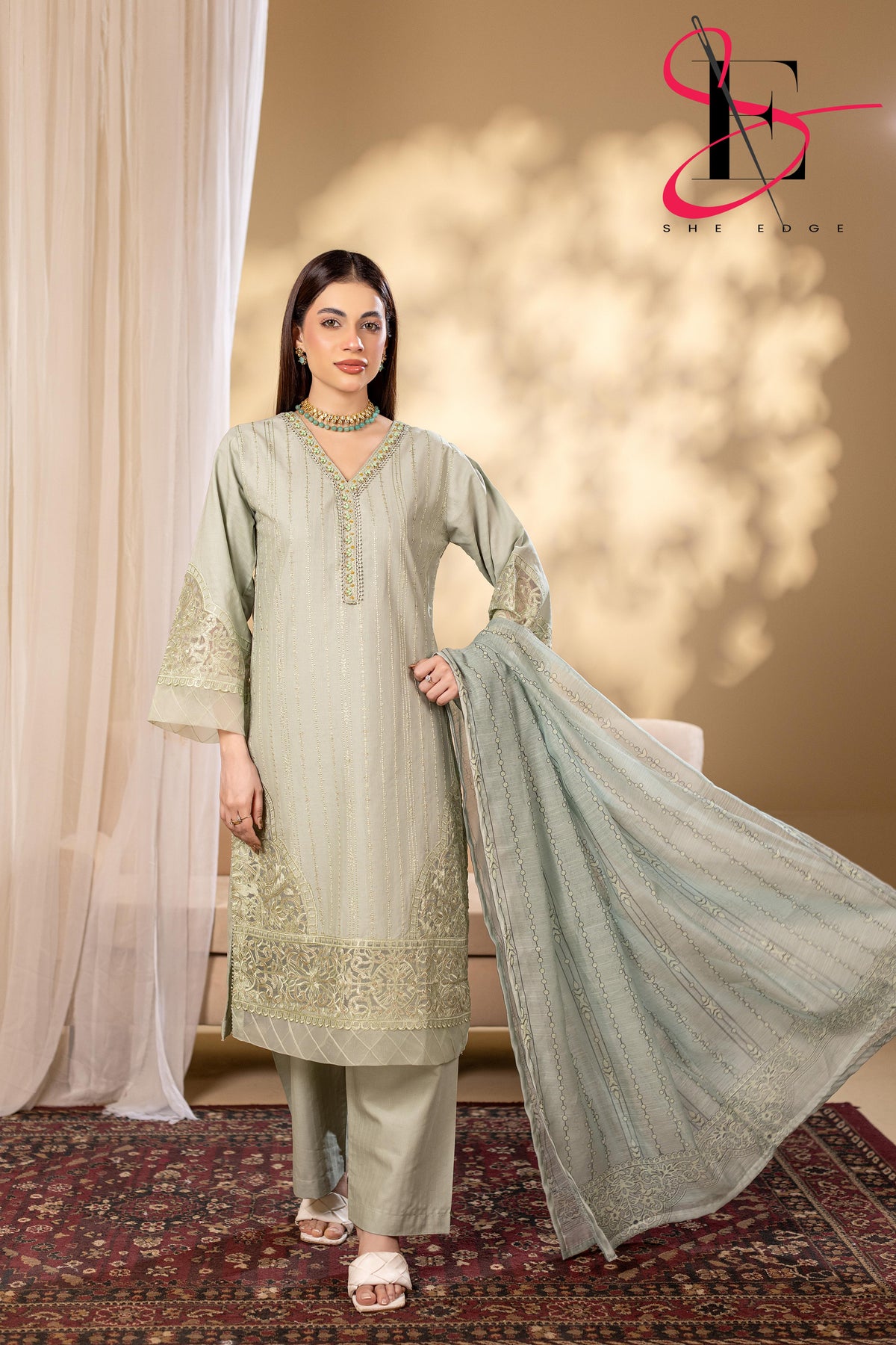 Three Piece Stitched Embroidered Suit - Winters 2025