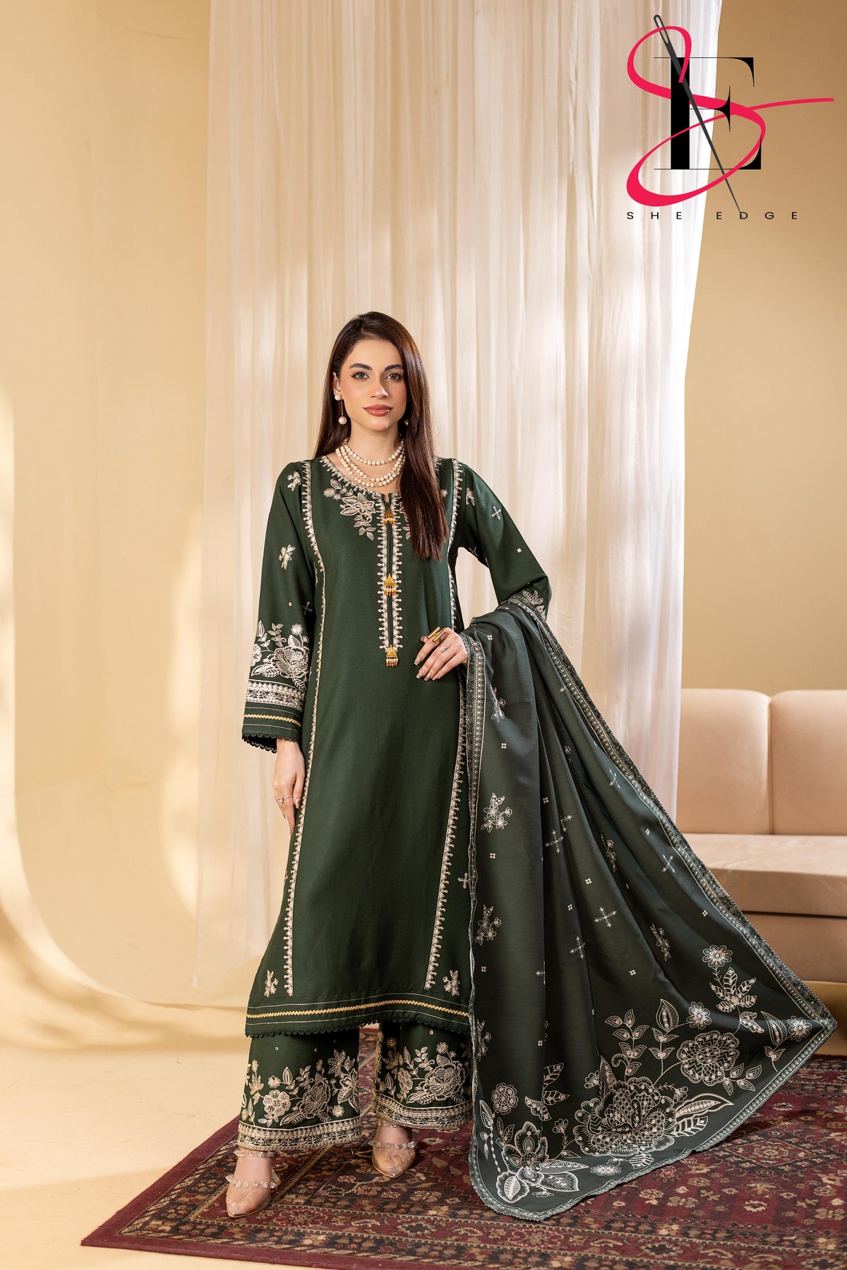 Three Piece Stitched Embroidered Suit - Winters 2025