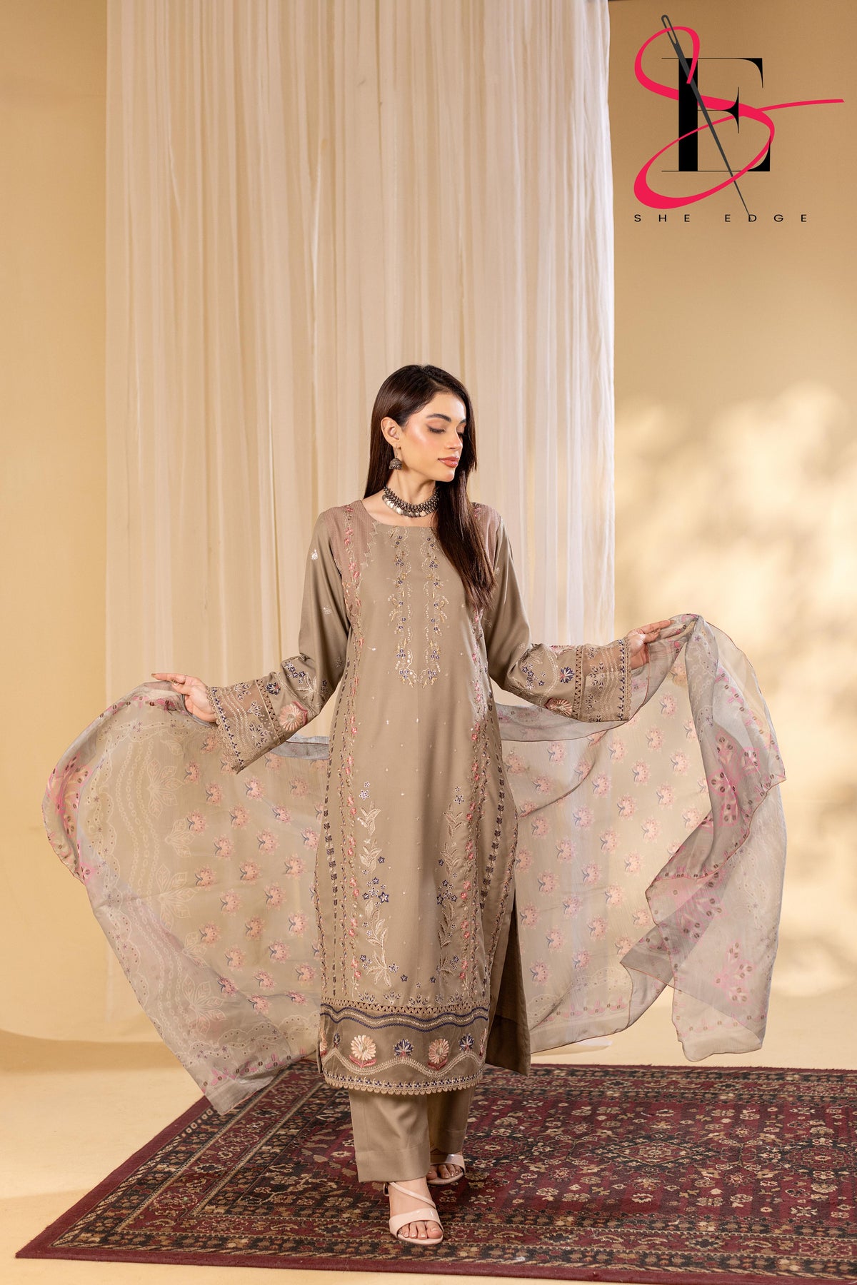 Three Piece Stitched Embroidered Suit - Winters 2025