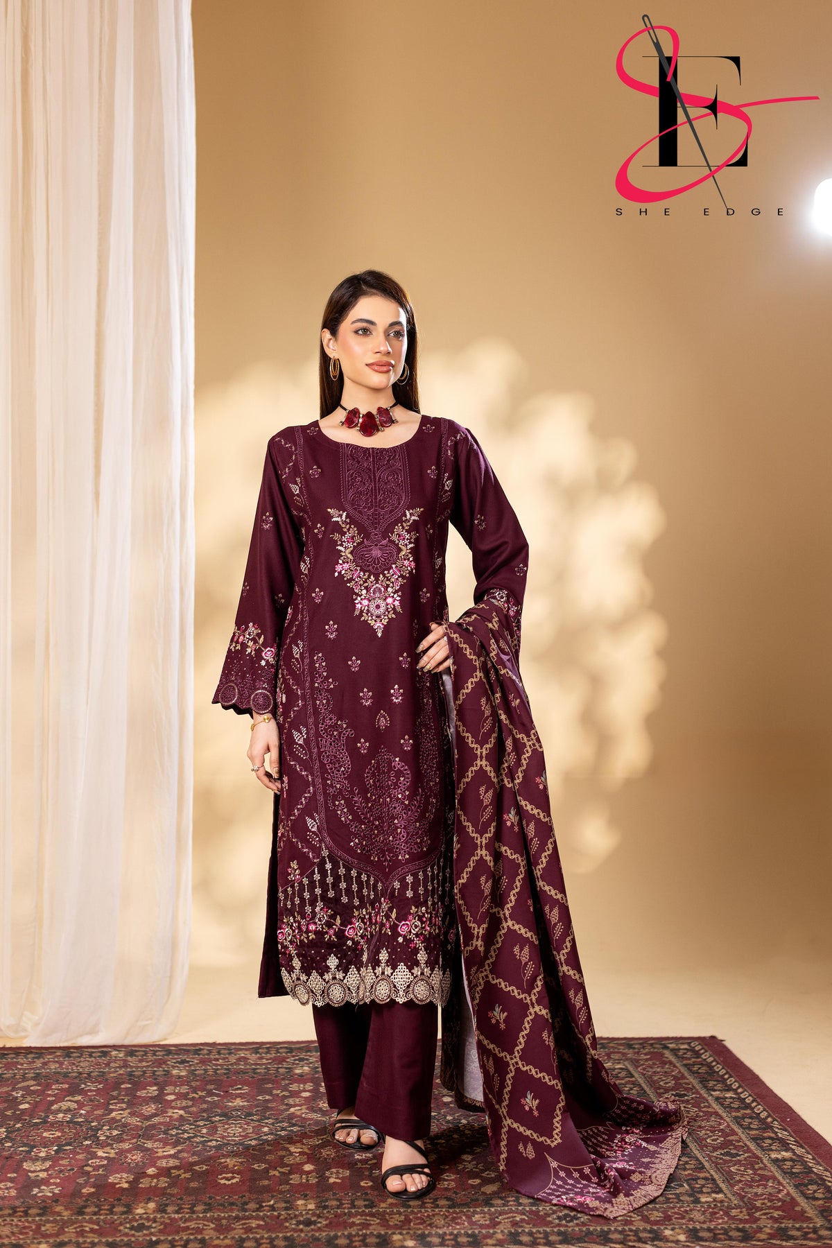 Three Piece Stitched Embroidered Suit - Winters 2025