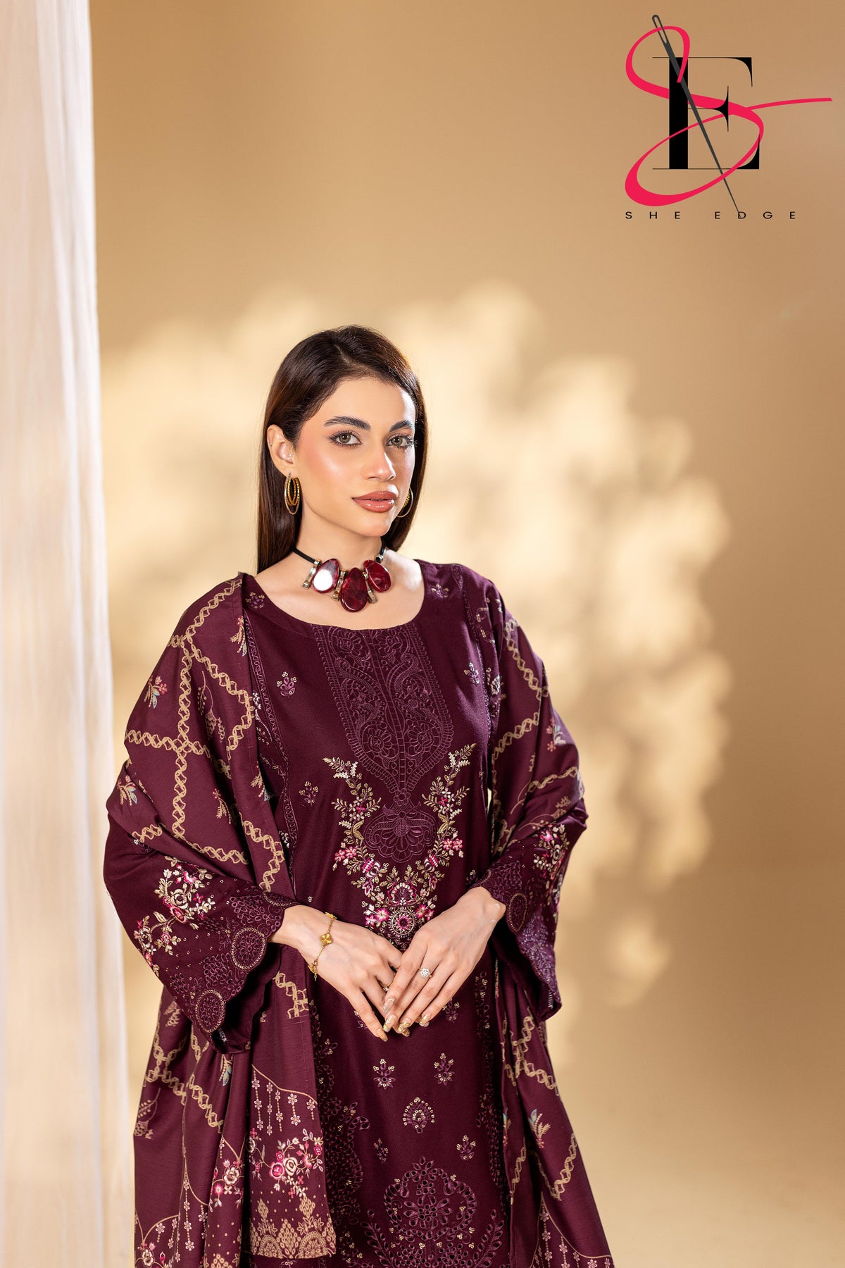 Three Piece Stitched Embroidered Suit - Winters 2025