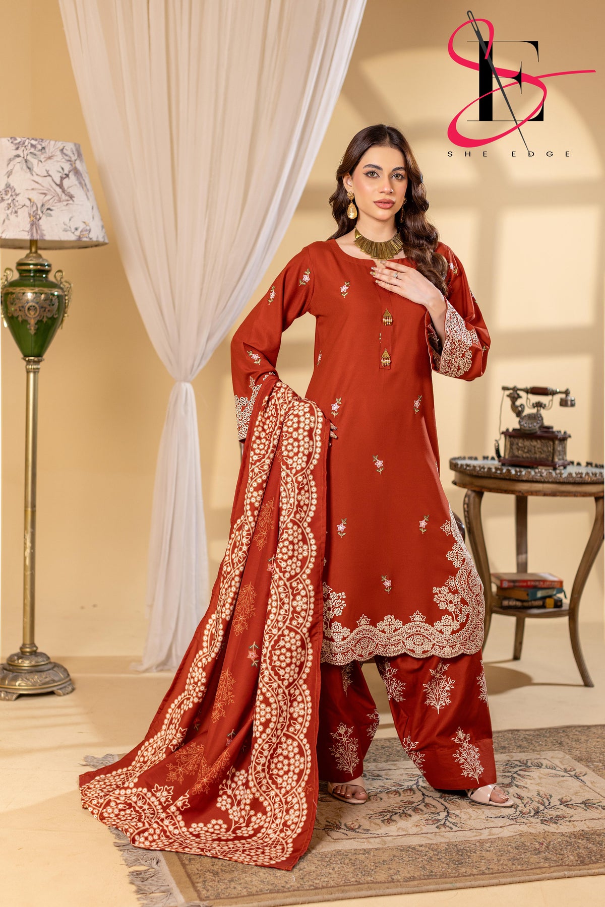 Three Piece Stitched Embroidered Suit - Winters 2025