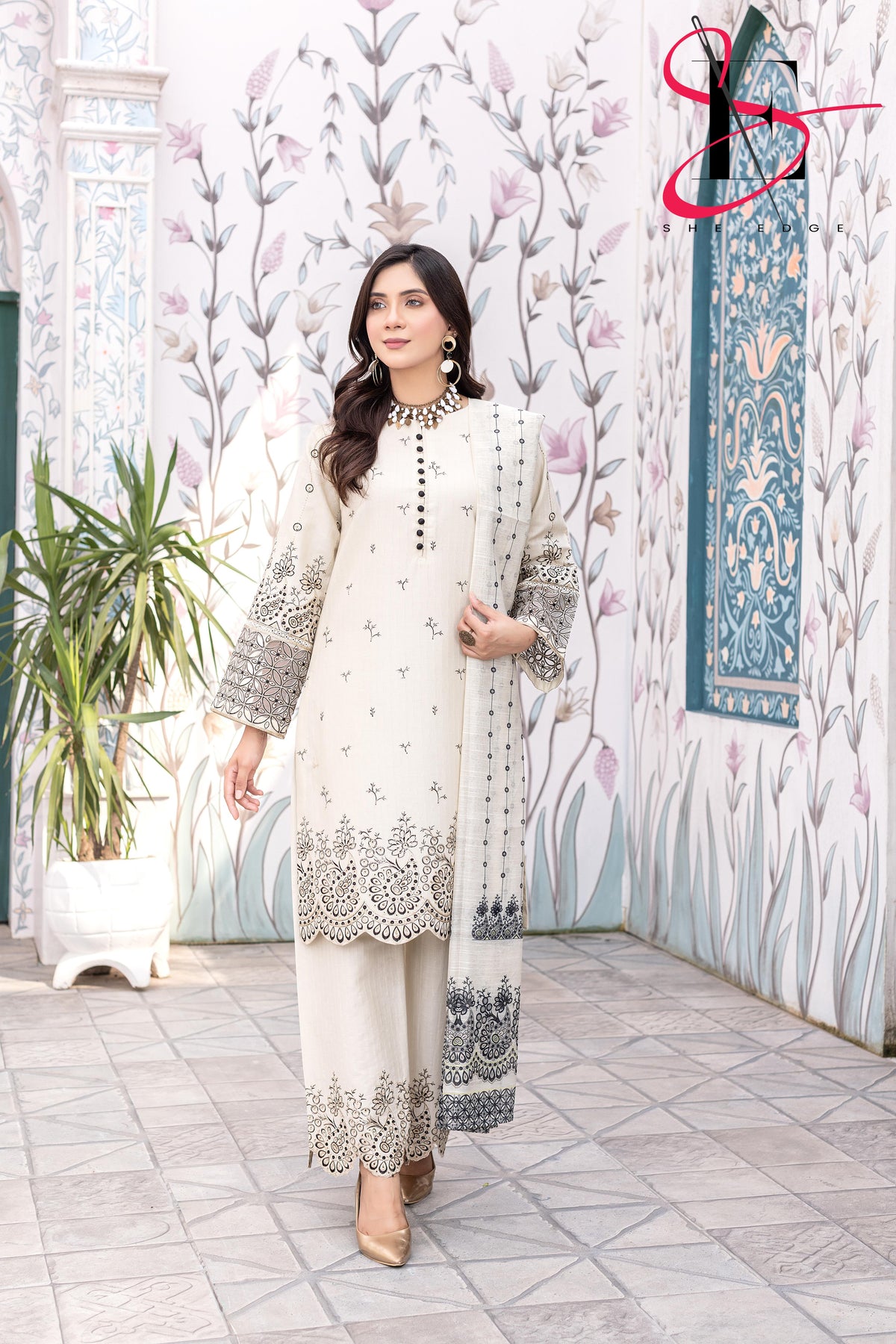 Three Piece Stitched Embroidered Suit - Winters 2025