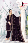 3PC Festive Micro Velvet Dress Embroidered - Winters 2025
