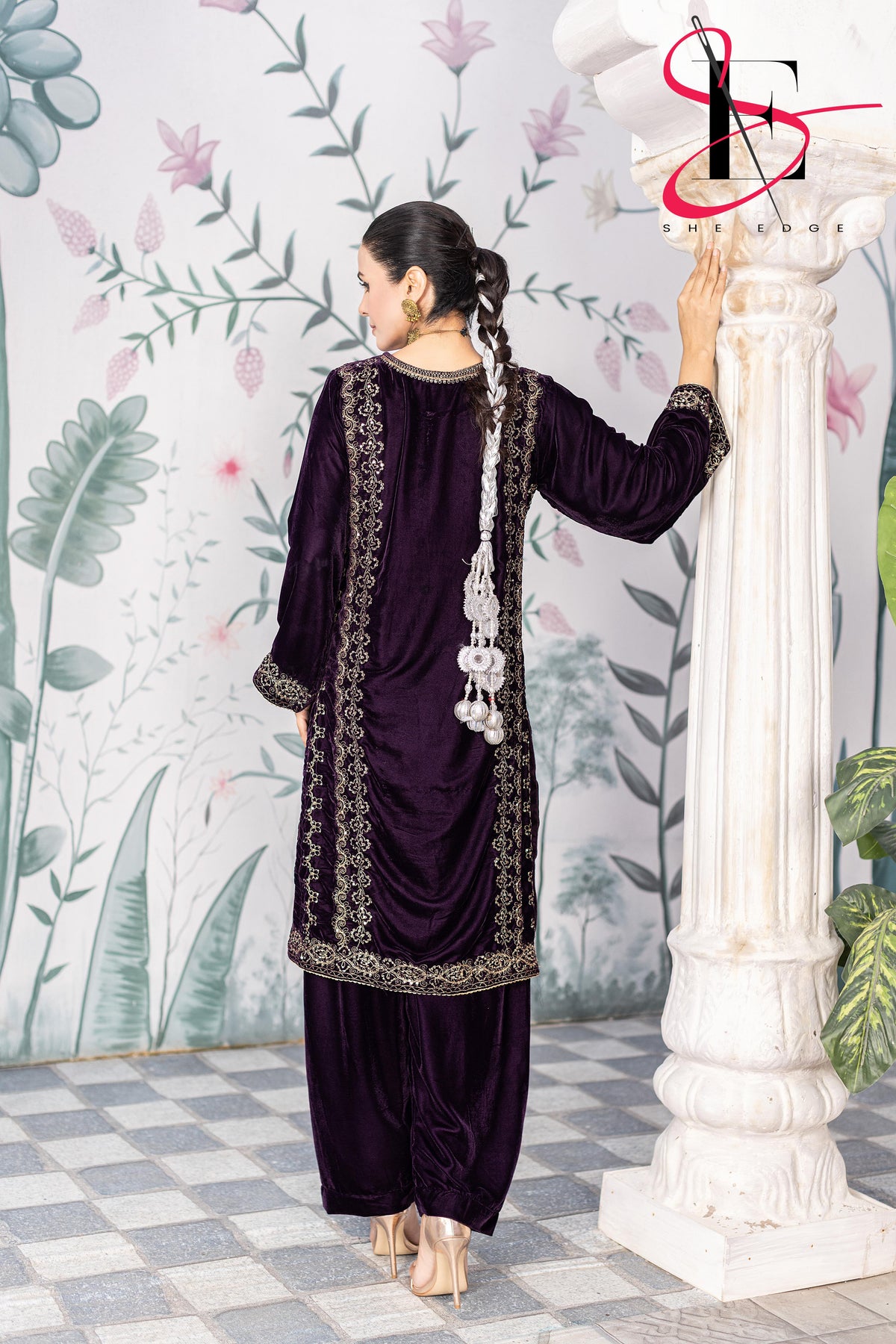 3PC Festive Micro Velvet Dress Embroidered - Winters 2025
