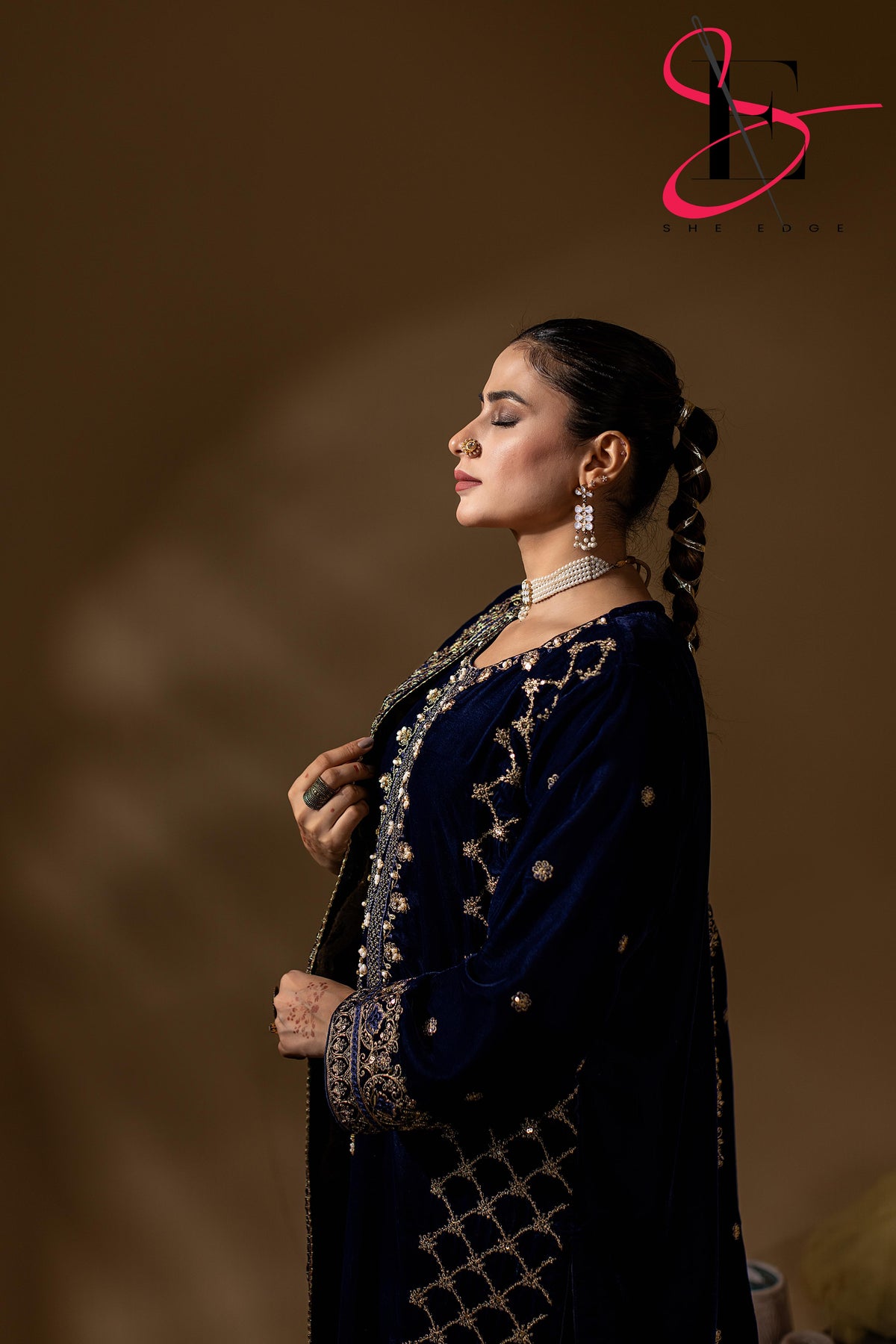 3PC Festive Micro Velvet Dress Embroidered - Winters 2025