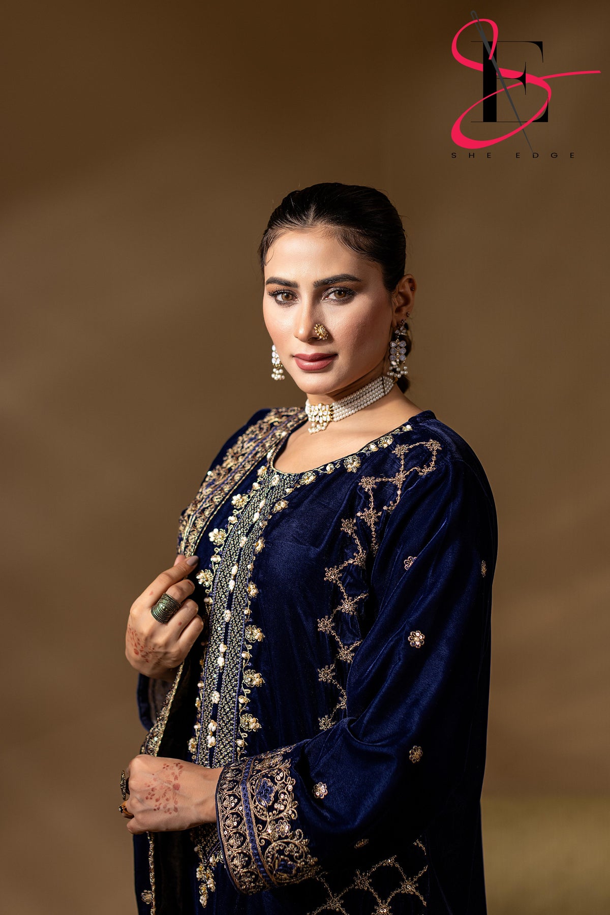 3PC Festive Micro Velvet Dress Embroidered - Winters 2025