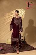 3PC Festive Micro Velvet Dress Embroidered - Winters 2025