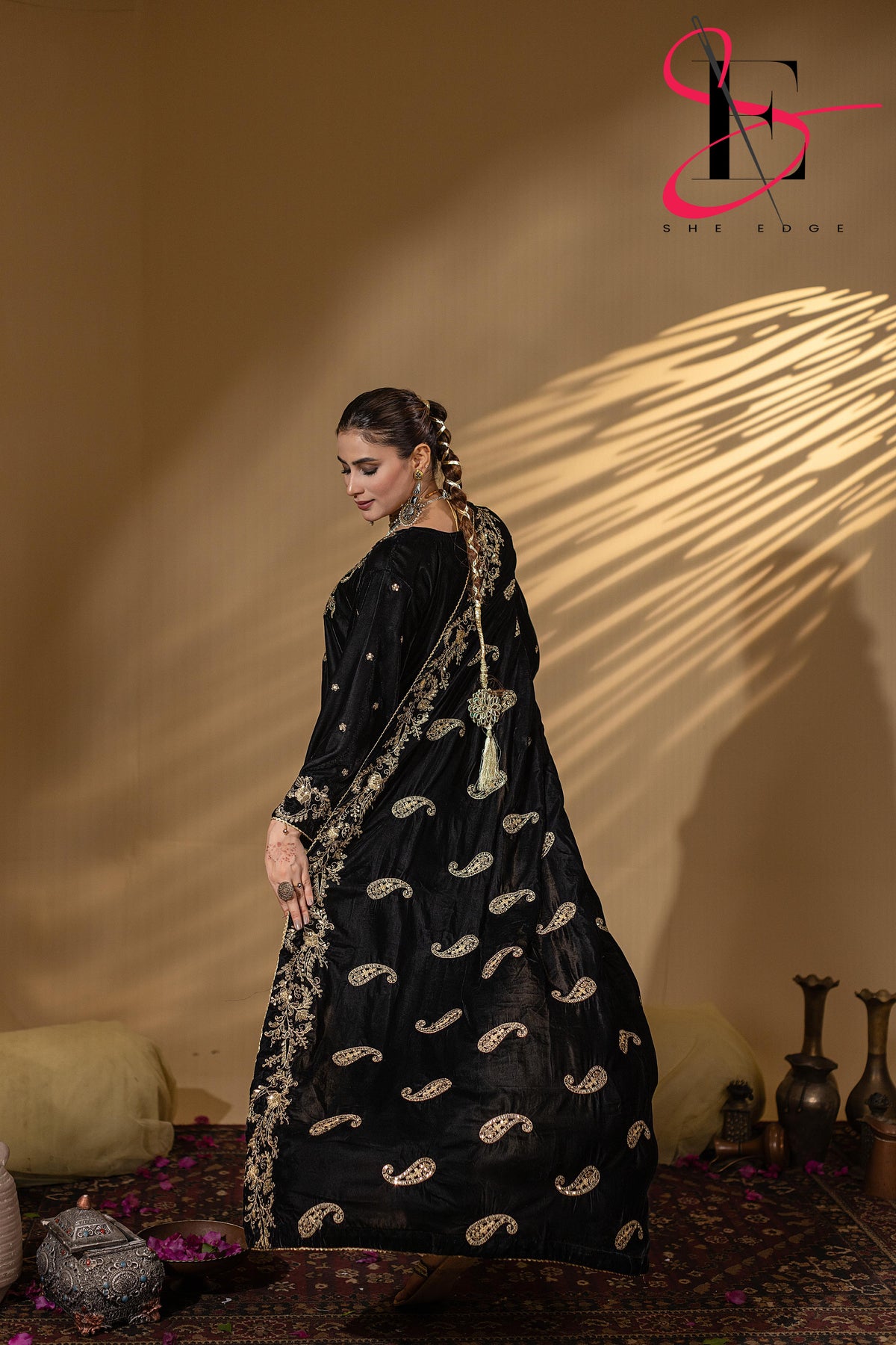 3PC Festive Micro Velvet Dress Embroidered - Winters 2025