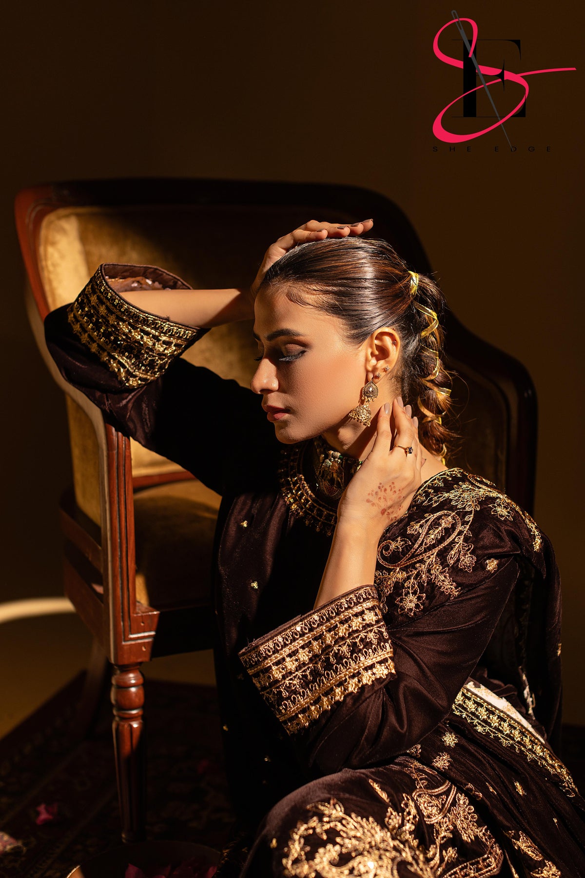 3PC Festive Micro Velvet Dress Embroidered - Winters 2025