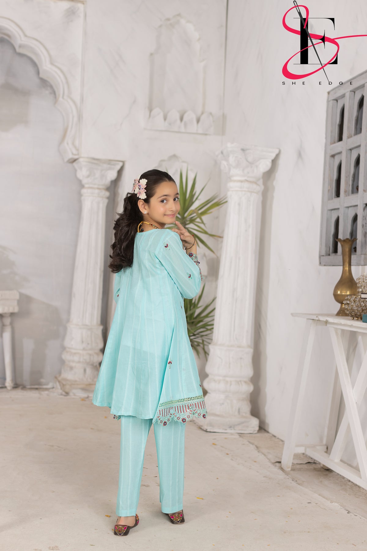 TWO PC EMBROIDERED SUIT - TEENY WEENY KIDS STITCHED EASTERN WEAR