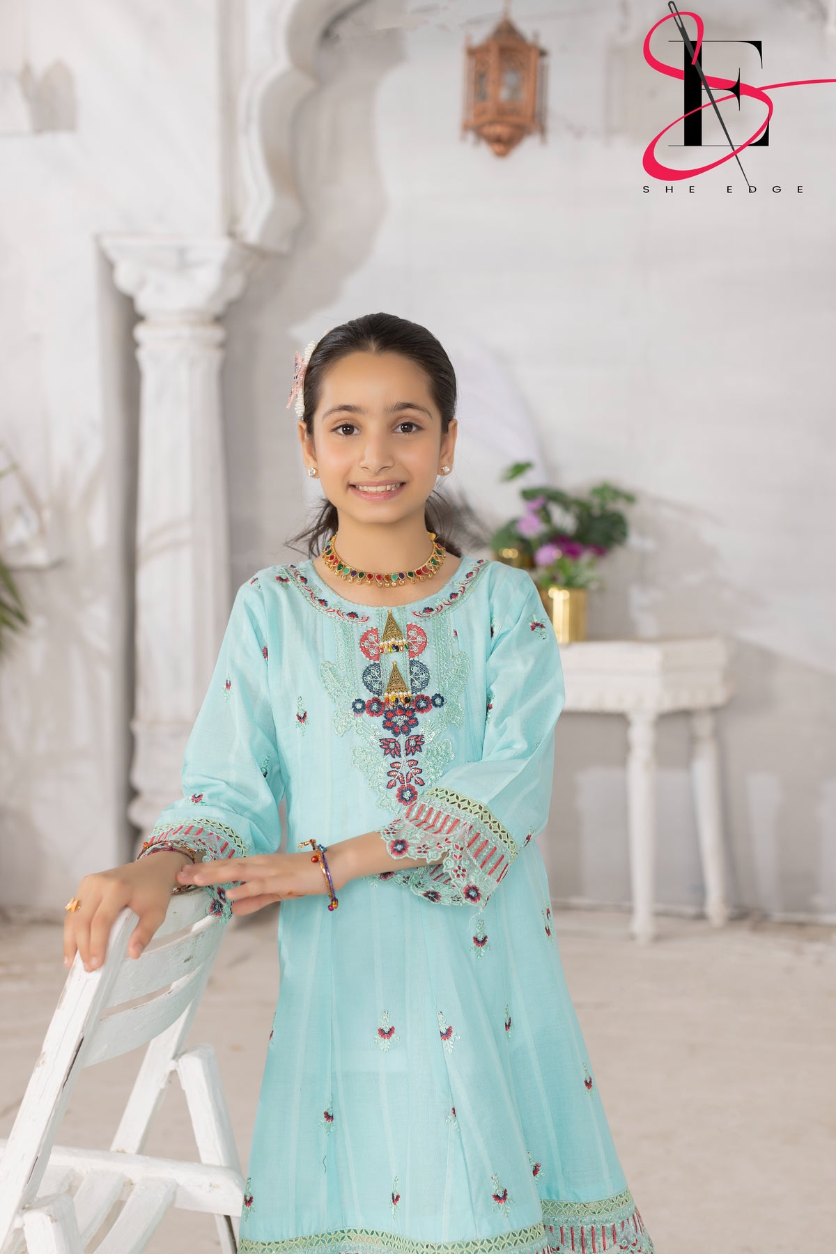 TWO PC EMBROIDERED SUIT - TEENY WEENY KIDS STITCHED EASTERN WEAR