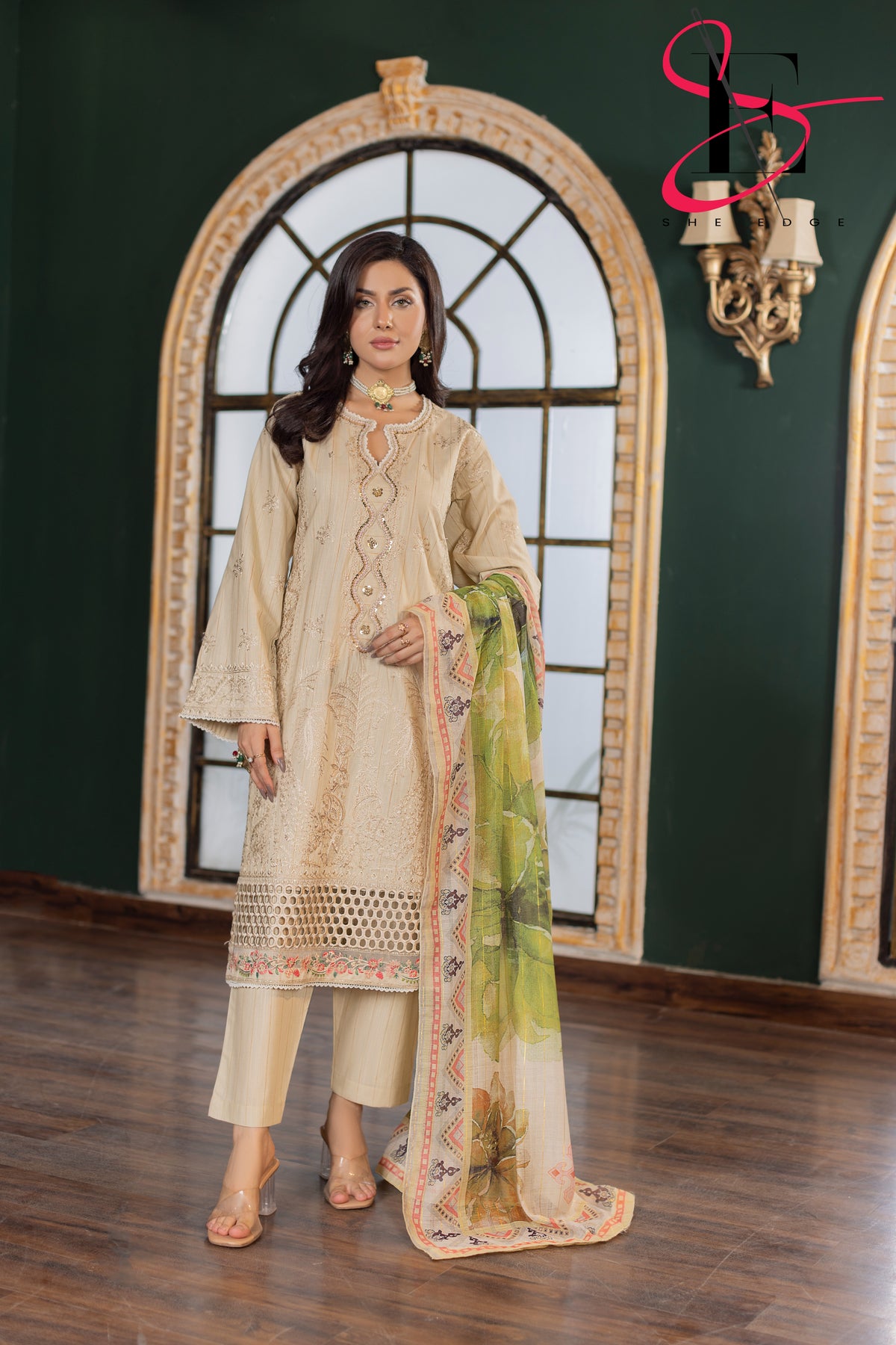 Three Piece Stitched Embroidered Suit -  Winters 2024