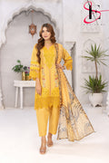 Three Piece Stitched Embroidered Suit -  Summers 2024