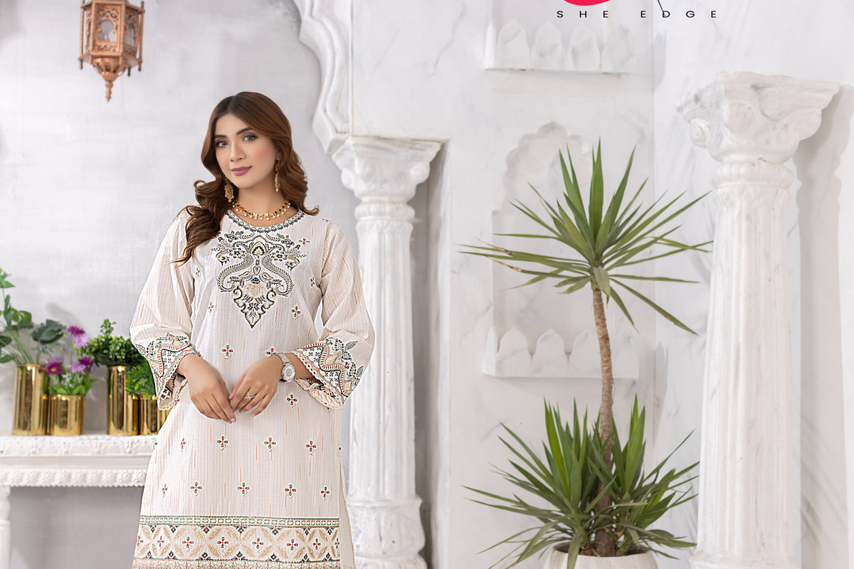 Two Piece Stitched Embroidered Suit -  Summers 2024