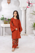 TWO PC EMBROIDERED SUIT - TEENY WEENY KIDS STITCHED EASTERN WEAR