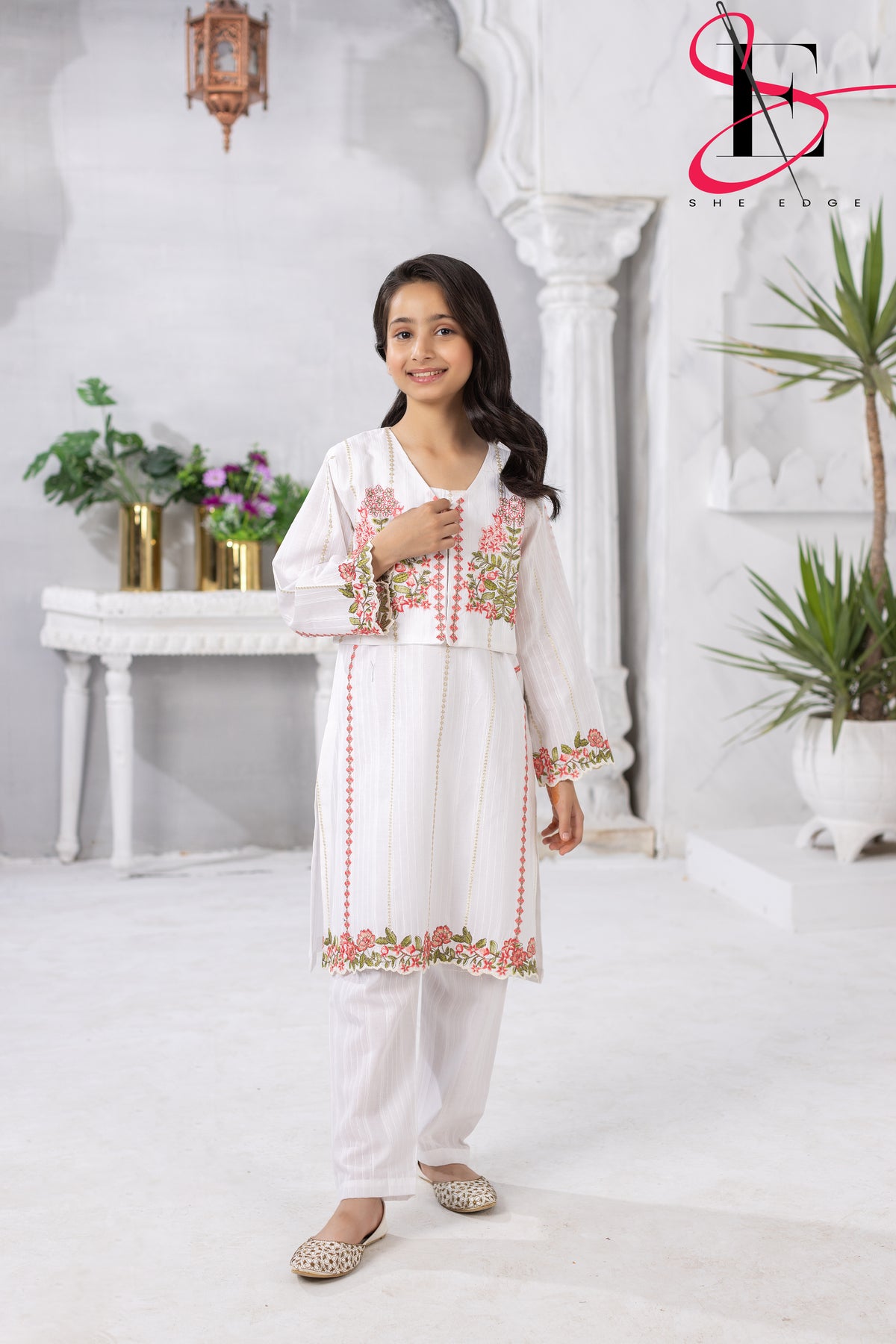 TWO PC EMBROIDERED SUIT - TEENY WEENY KIDS STITCHED EASTERN WEAR