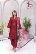 Three Piece Stitched Embroidered Suit -  Summers 2024