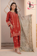 Three Piece Stitched Embroidered Suit -  Summers 2024