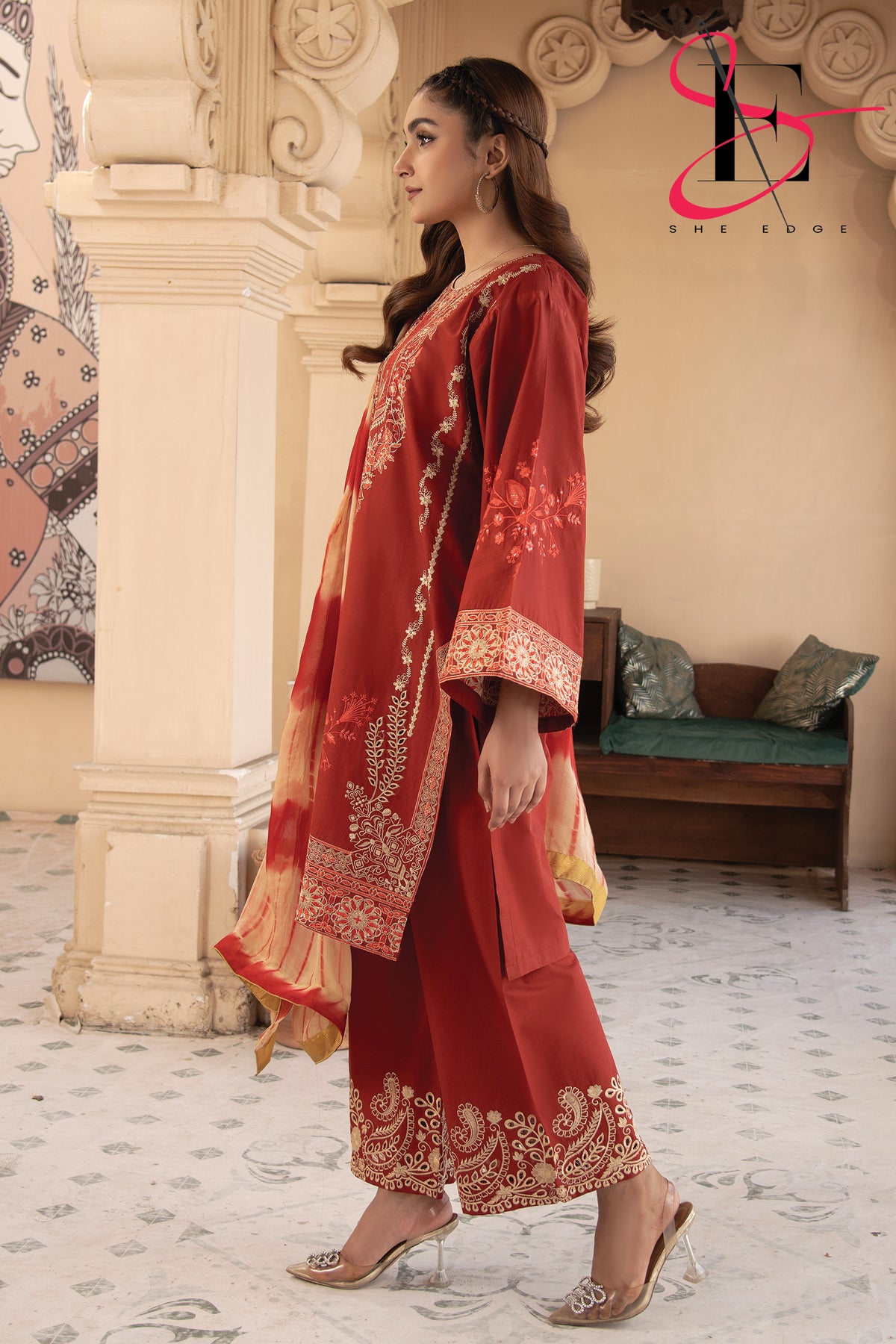 Three Piece Stitched Embroidered Suit -  Summers 2024