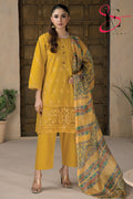 Three Piece Stitched Embroidered Suit -  Summers 2024