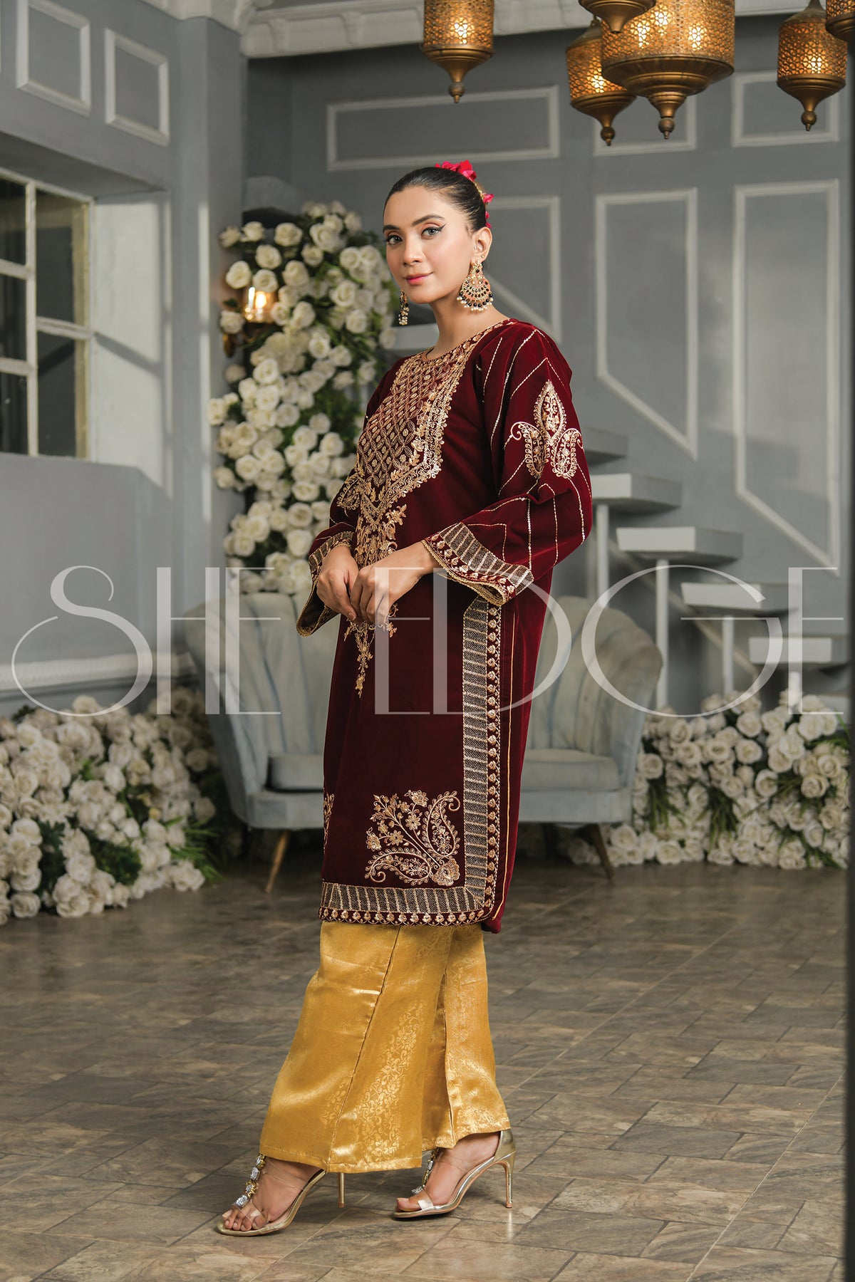 Two Piece Embroidered Velvet Suit - Winters 2023