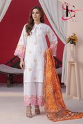 Three Piece Stitched Embroidered Suit -  Summers 2024