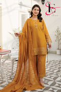 Three Piece Stitched Embroidered Suit -  Summers 2024
