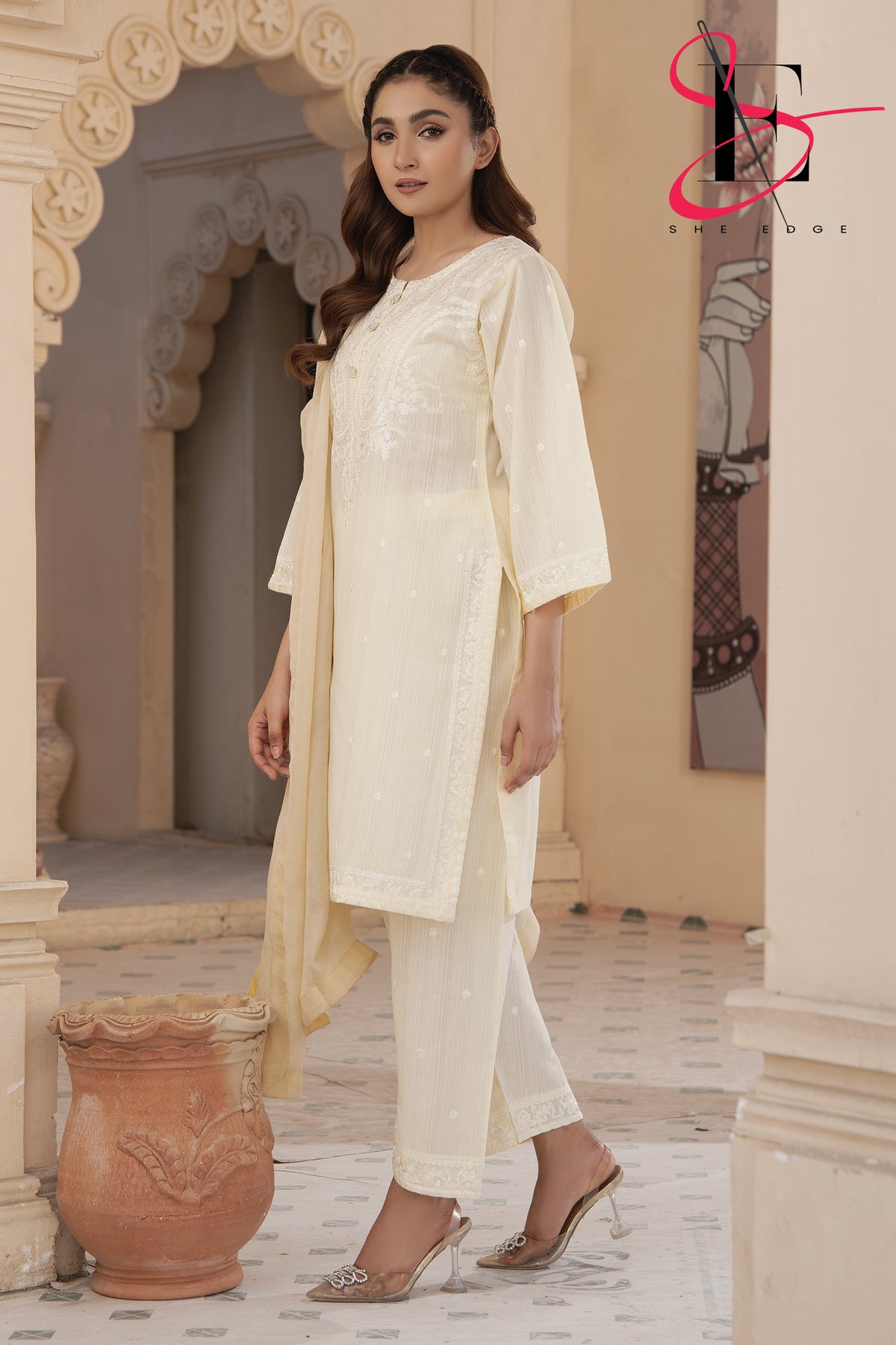 Three Piece Stitched Embroidered Suit -  Summers 2024