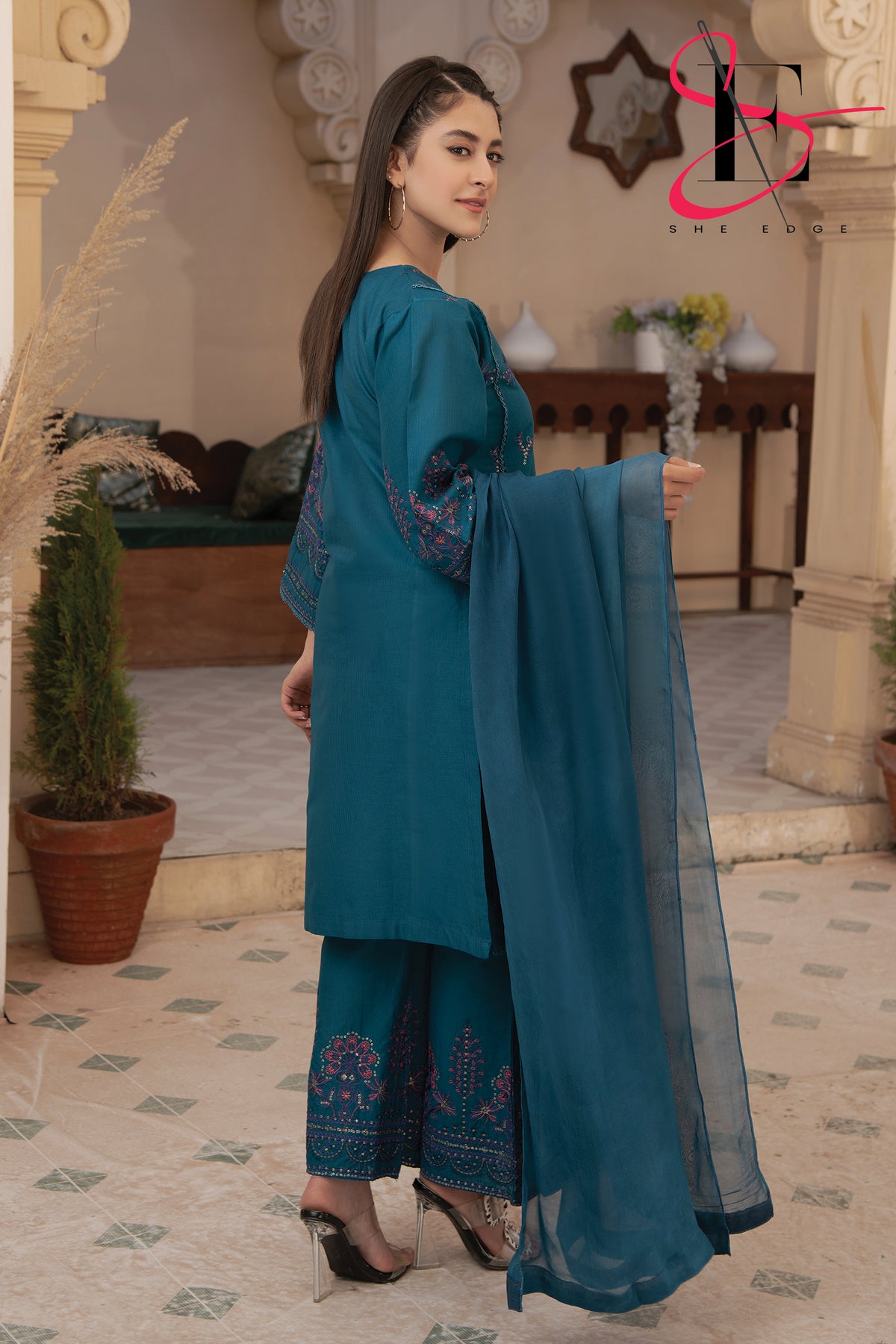 Three Piece Stitched Embroidered Suit -  Summers 2024