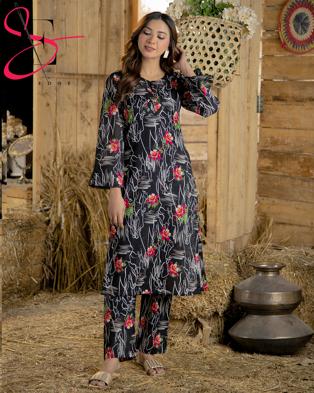 Co-Ord Set Two Pc Printed Suit Lawn Cotton