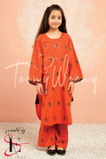 TWO PC EMBROIDERED SUIT - TEENY WEENY KIDS STITCHED EASTERN WEAR