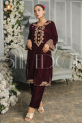 Two Piece Embroidered Velvet Suit - Winters 2023