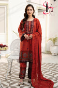 Three Piece Stitched Embroidered Suit -  Summers 2024