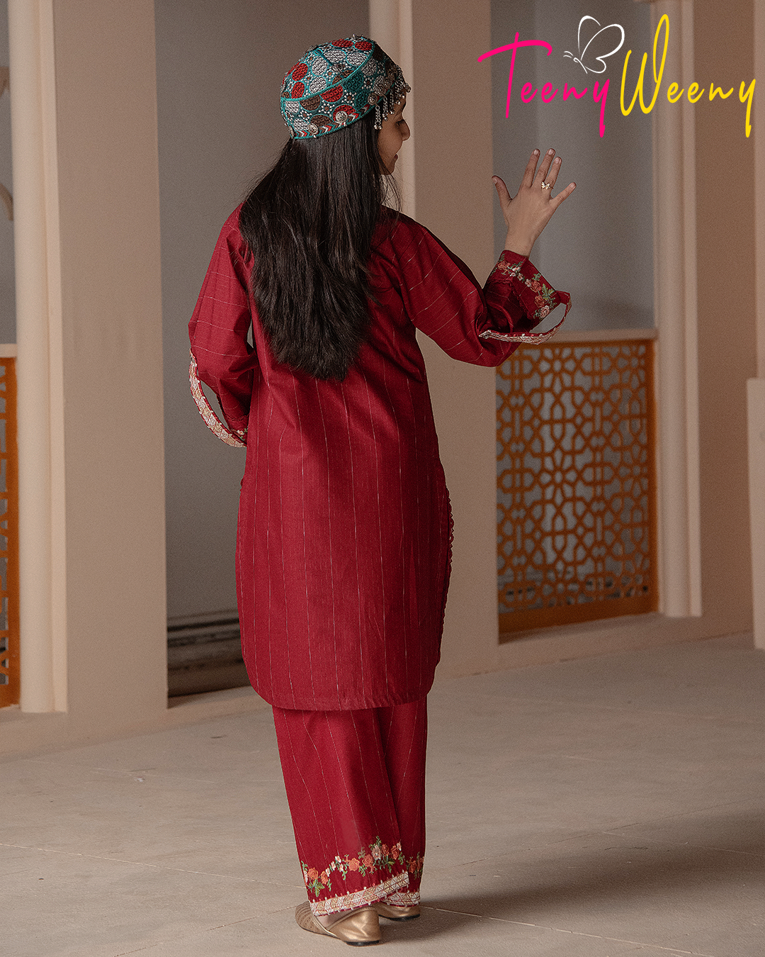 Two Piece Stitched Kids Ethnic Embroidered Suit