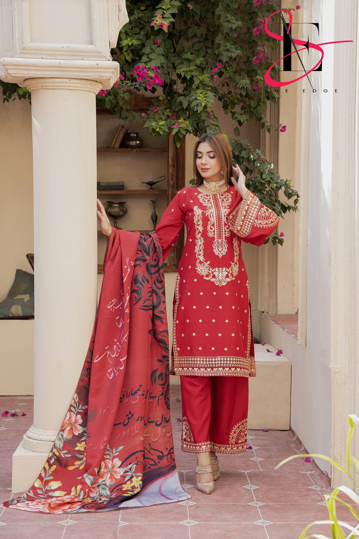 Three Piece Stitched Embroidered Suit - Winters 2024