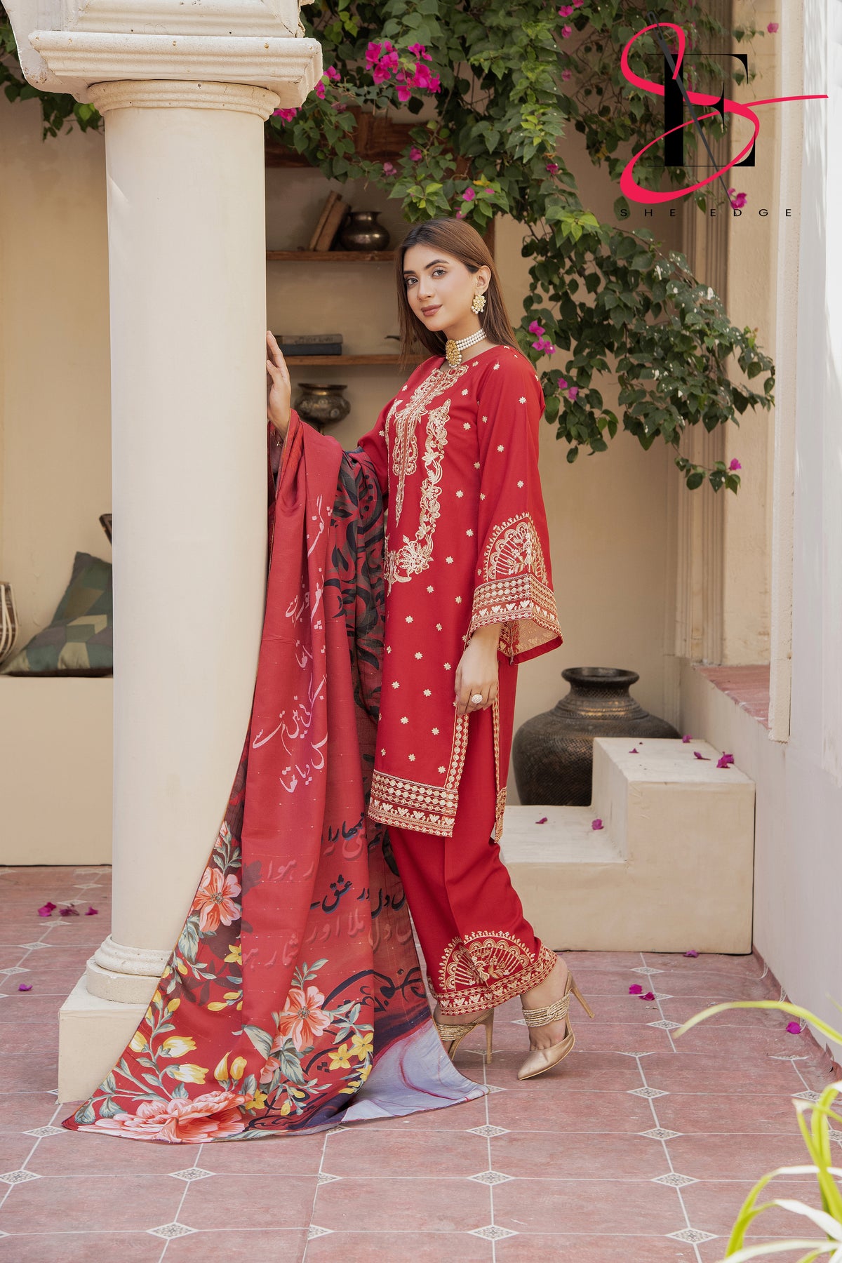 Three Piece Stitched Embroidered Suit - Winters 2024