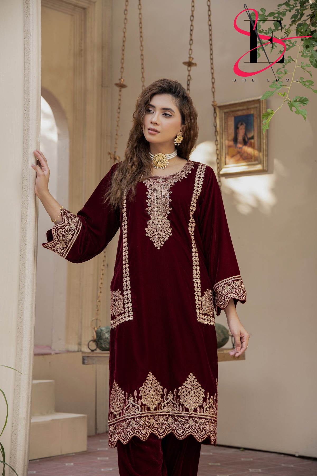 Two Piece Stitched Velvet Suit -  Winters 2024