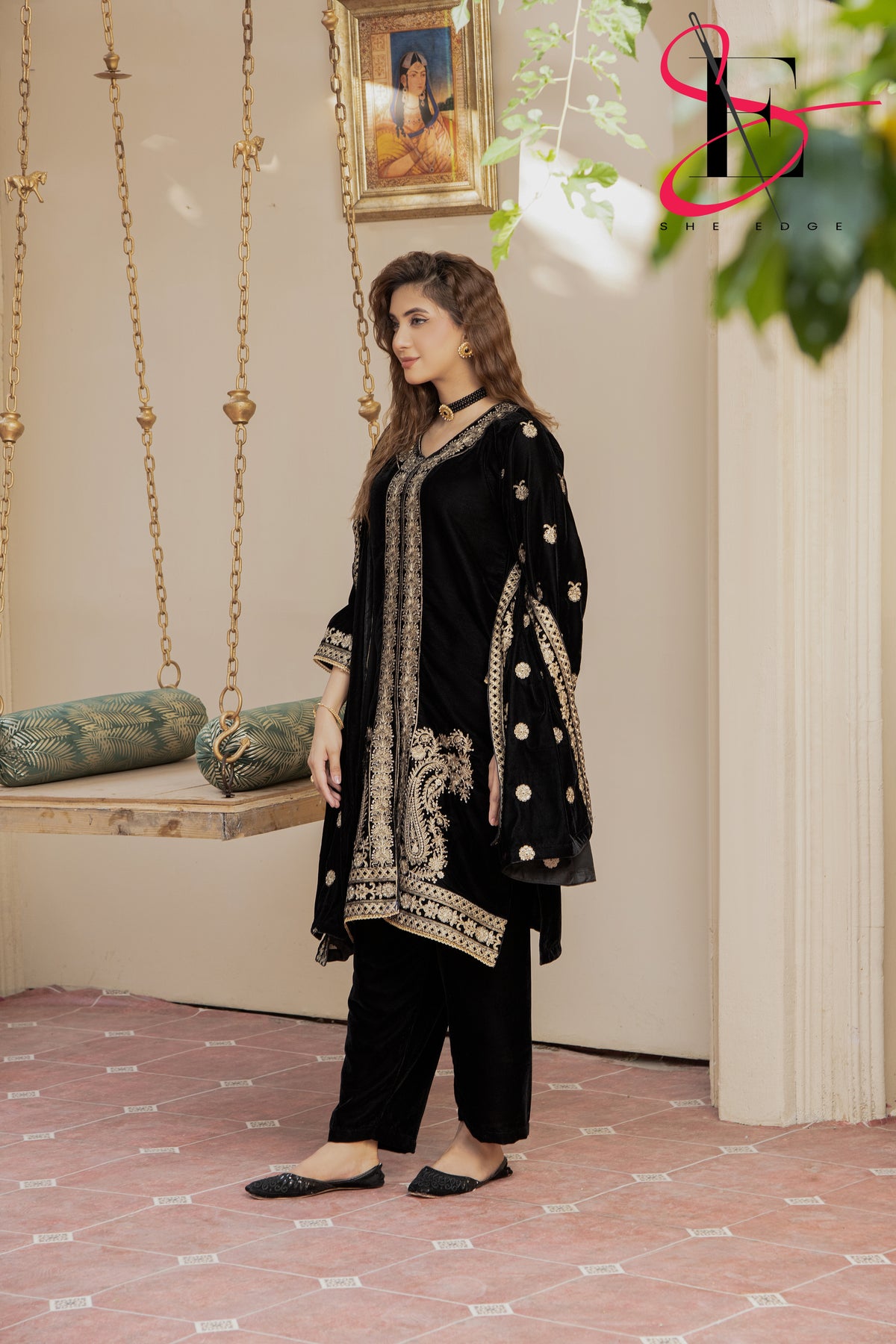 3PC Festive Velvet Dress Embroidered - Winters 2024